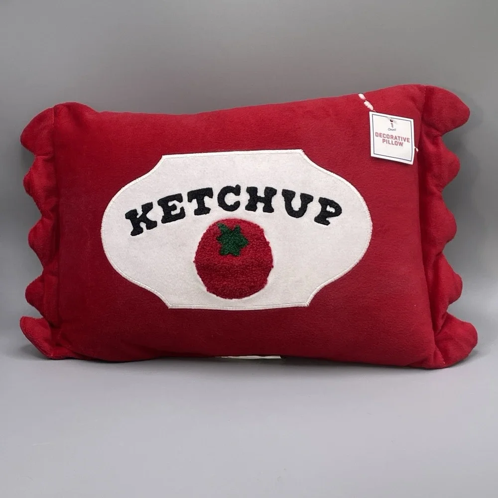 NWT Ketchup & Mustard Throw Pillow Set BFF Novelty‎ Food Plush Target Disc.